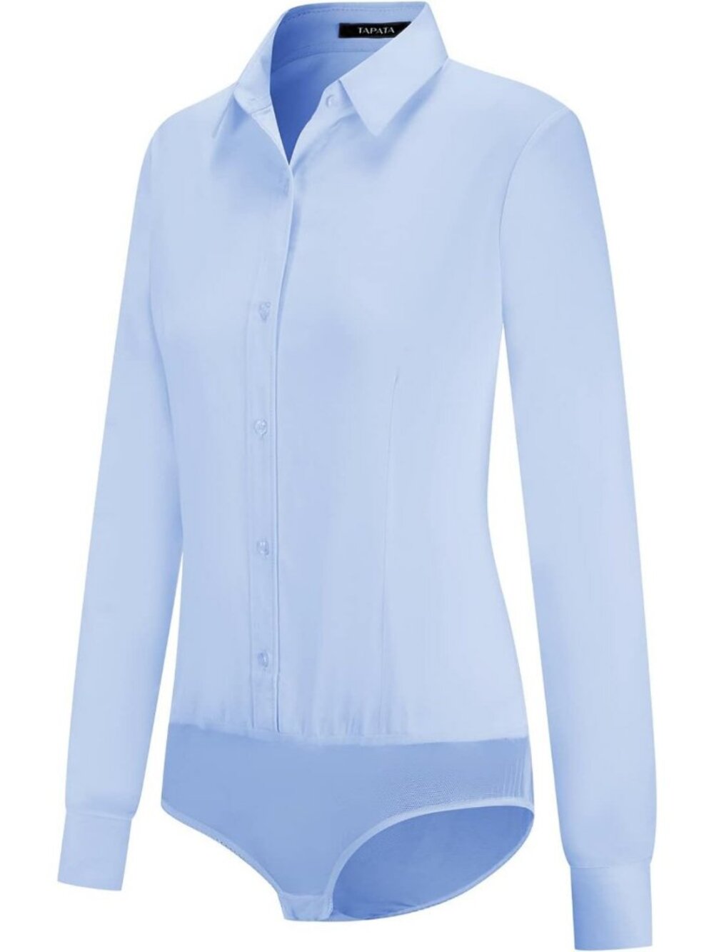 Chic Long Sleeve Button Down Bodysuit Blouse - Solid Office Casual Top for Women